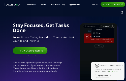 startuptile FocusBox-Productivity tool to help users stay focused on tasks.