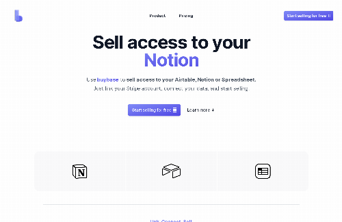 startuptile buybase-Sell access to your Airtable or Notion