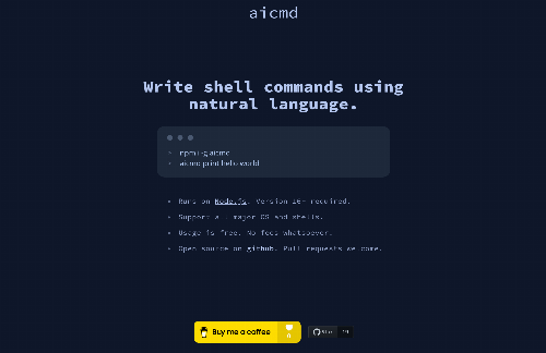 startuptile Aicmd – Write difficult shell commands using natural language for free-