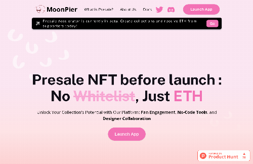 startuptile MoonPier for NFT, presale before launch-