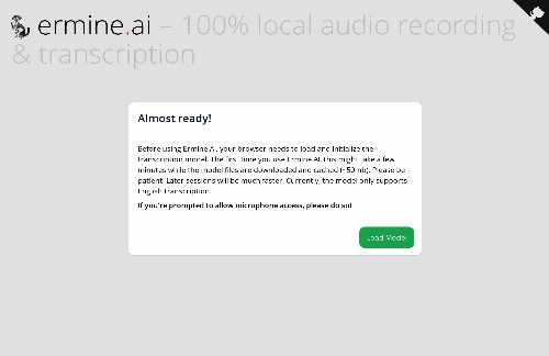 startuptile Ermine.ai – Record and transcribe speech, 100% client-side (WASM)-