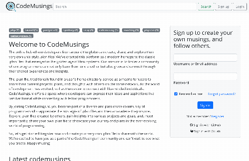 startuptile Codemusings.nl – Share your .plan with others-