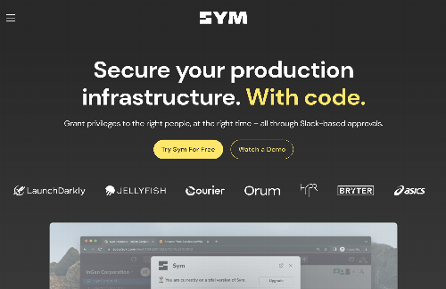 startuptile Sym, define just-in-time access workflows in code-