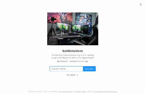 startuptile battlestations-Newsletter featuring gaming and streaming setups