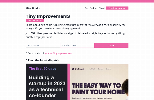 startuptile Tiny Improvements-A newsletter about designing & building great products 