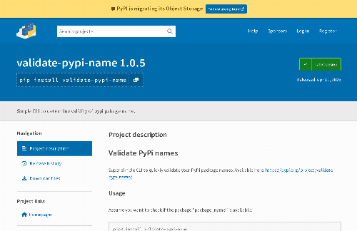 startuptile Check if PyPI package name is available (tool)-