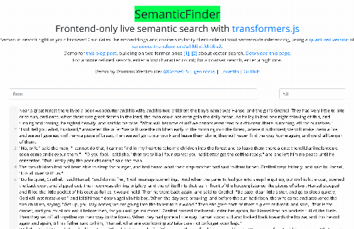 startuptile SemanticFinder, semantic search in the browser with transformers.js-