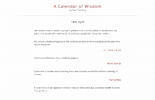 startuptile A Calendar of Wisdom by Leo Tolstoy-