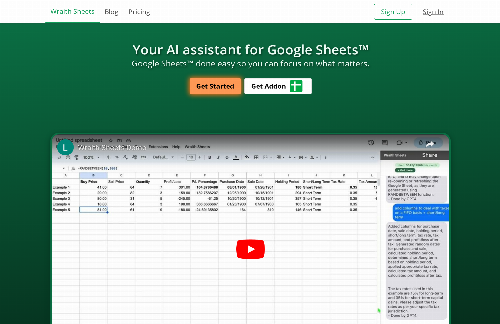 startuptile Wraith Sheets-Edit and analyze Google Sheets easily by talking to AI