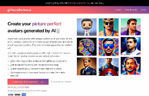 startuptile PicturePerfectAI-Turn your boring photos into 400+ unique AI generated avatar