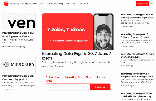 startuptile Interesting Data Gigs-A newsletter for Data Engineering pros looking for jobs