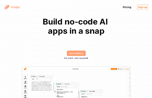 startuptile Conju.ai-A no-code canvas for building AI-powered apps.