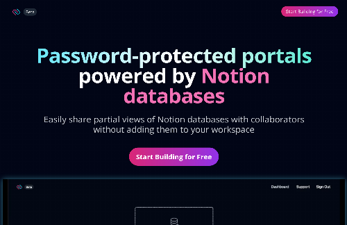 startuptile Notion UI-Password-protected portals powered by Notion databases