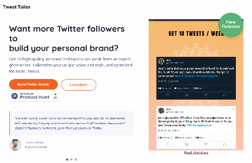 startuptile TweetTailor-Get 10 high-quality tweets per week from a ghostwriter