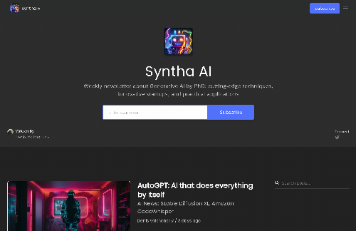 startuptile Syntha AI-Weekly newsletter about Generative AI and startups