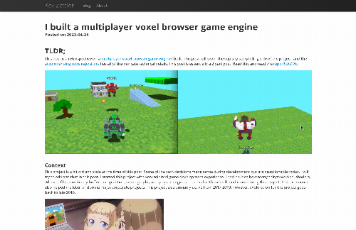 startuptile I built a multiplayer voxel browser game engine-