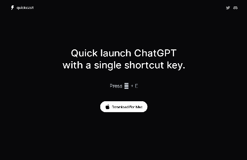 startuptile Quick launch ChatGPT with a single shortcut key-