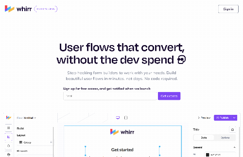 startuptile Whirr-No-code flow & web app builder