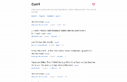 startuptile Currl – A free text-based social bookmarking website-