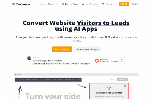 startuptile FoxyApps-Convert Website Visitors to Leads using AI Apps