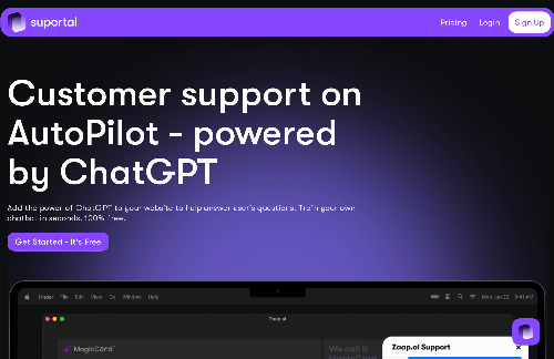 startuptile Suportal – ChatGPT-powered support bot, trained from your docs-