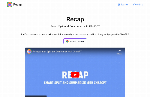 startuptile Recap – Smart Split and Summarize with ChatGPT-