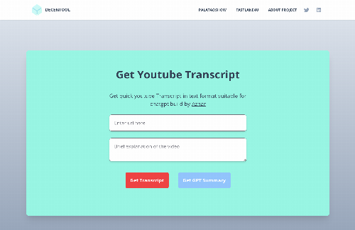 startuptile Decentool-Convert Long Form Youtube Video To social media content