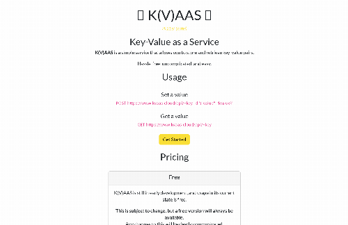 startuptile K(v)aas. Key-Value as a Service. Simple API to Persist short-lived Data-