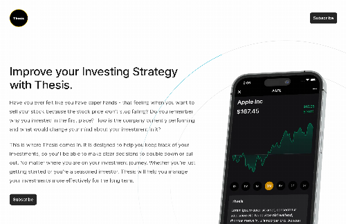 startuptile Thesis-Super-charged investment tracker app