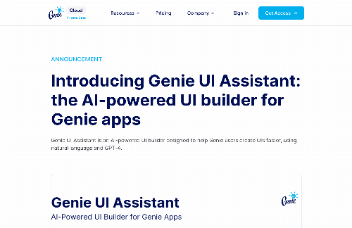 startuptile Genie UI Assistant, GPT4-Powered UI Builder for Data Apps-