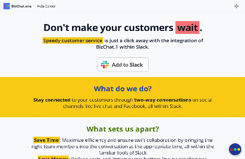 startuptile BizChat.1-Engage with customers across all channels from Slack