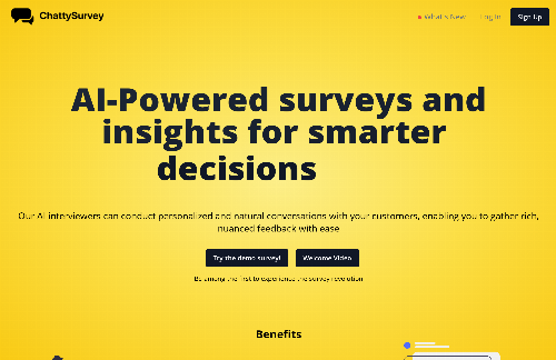 startuptile ChattySurvey – Super easy AI powered conversational surveys-