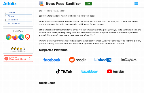 startuptile Unclutter your social media news feed-