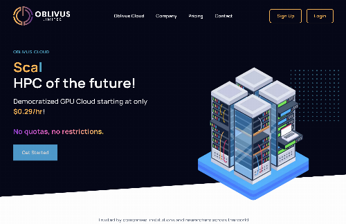 startuptile Oblivus GPU Cloud – Affordable and scalable GPU servers from $0.29/hr-