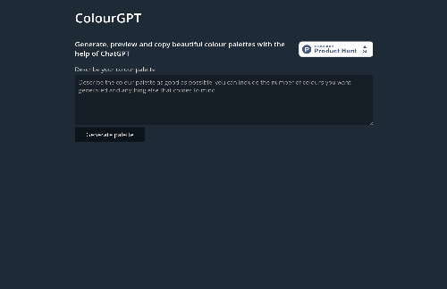 startuptile A ChatGPT-powered colour palette generator-