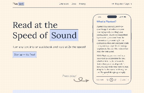 startuptile Playtext – Turn articles into audiobooks and read 2x faster-