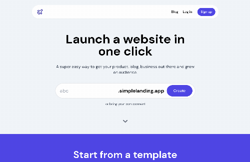 startuptile Simple Landing-Get a beautiful landing page website in one click!