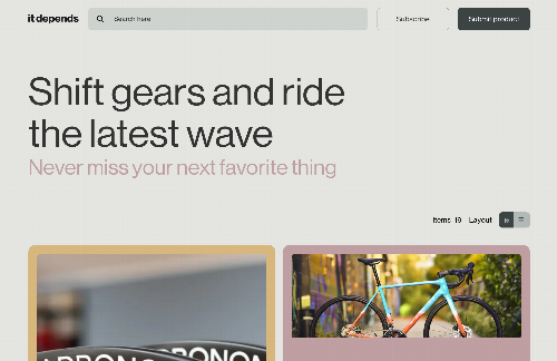 startuptile It depends-Curated listing of cycling products. 