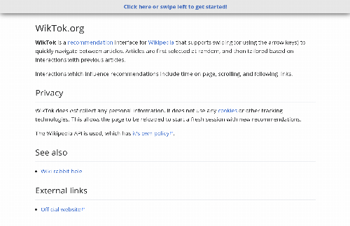 startuptile WikTok – A Recommendation UI for Wikipedia-
