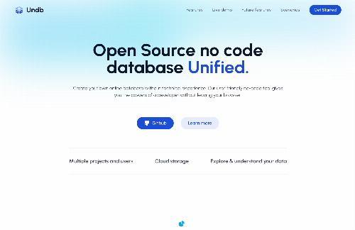 startuptile Undb open source nocode database-