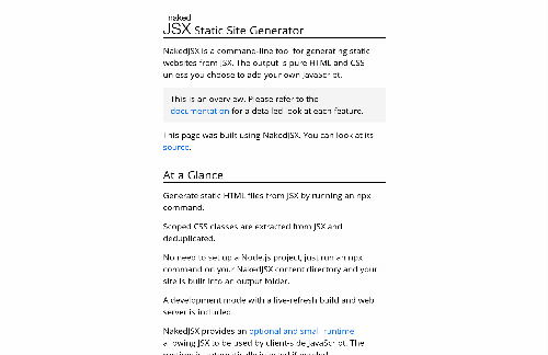 startuptile NakedJSX – command line JSX based static site generator-