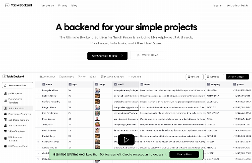 startuptile Table Backend for simple projects-