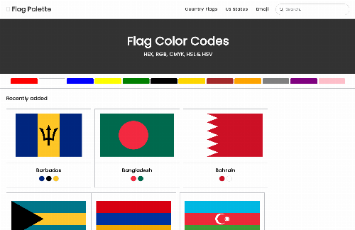 startuptile FlagPalette: Get Hex, RGB, CMYK and HSV Codes of Flag Colors-