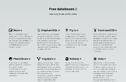 startuptile List and demo of 20 costless serverless databases-