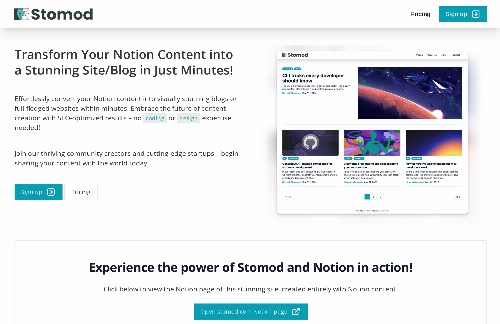 startuptile Stomod-Blazing fast Notion to static site/blog platform ??