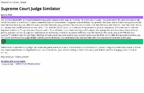 startuptile Supreme Court Case Decider Game in ChatGPT-