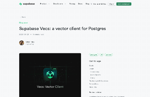 startuptile Supabase Vecs – vector client for Postgres-