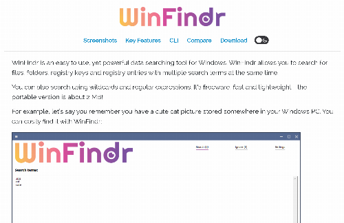 startuptile WinFindr-Easily search data from Windows PC