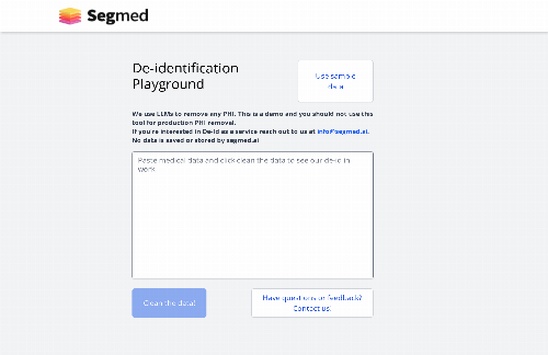 startuptile Segmed De-ID, an LLM-Based Data De-Identification Playground-