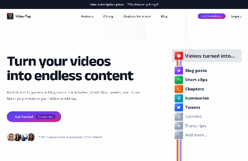 startuptile Video Tap – Turn your videos into endless content-